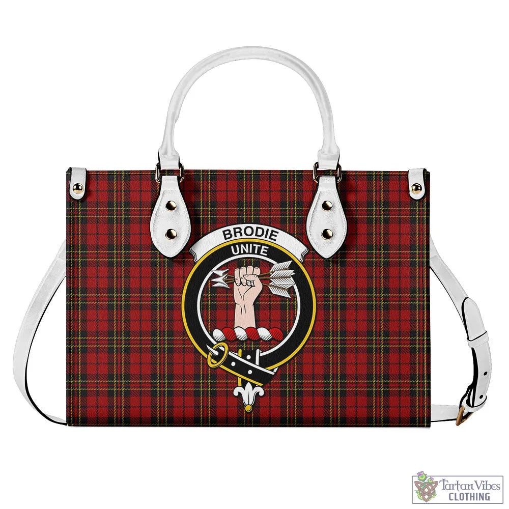 Brodie Tartan Luxury Leather Handbags with Family Crest