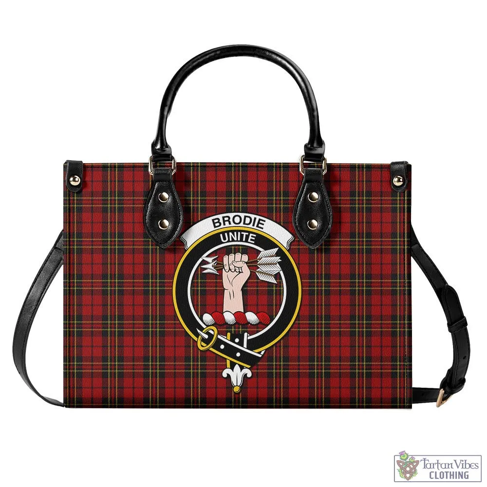 Brodie Tartan Luxury Leather Handbags with Family Crest