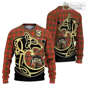 Bruce Modern Tartan Ugly Sweater with Family Crest Celtic Wolf Style