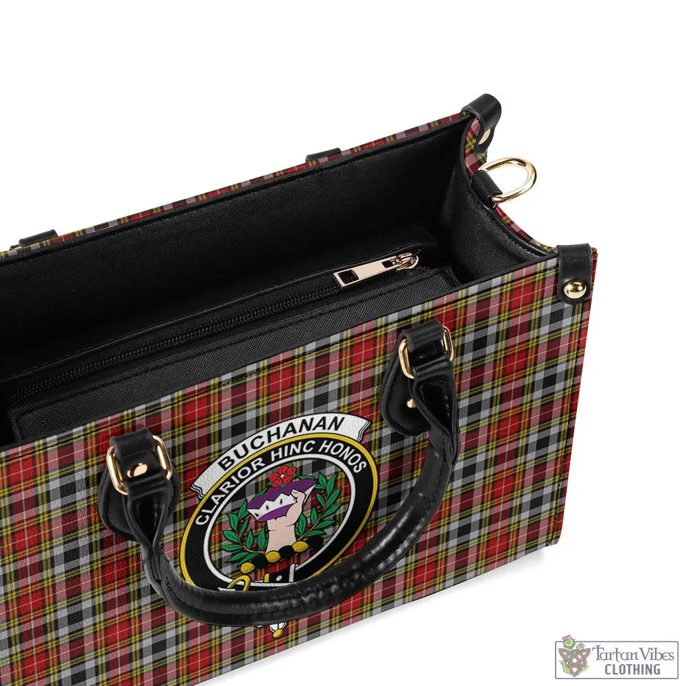 Buchanan Old Dress Tartan Luxury Leather Handbags with Family Crest