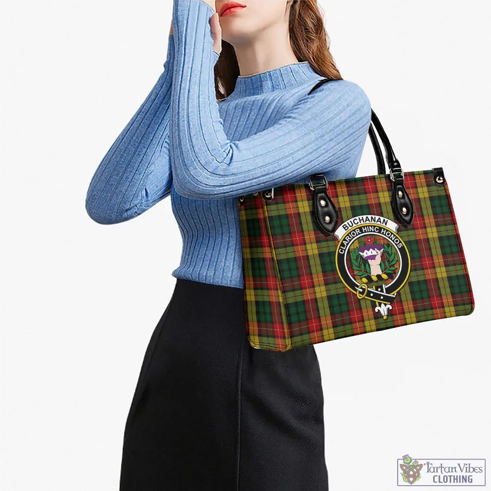 Buchanan Tartan Luxury Leather Handbags with Family Crest