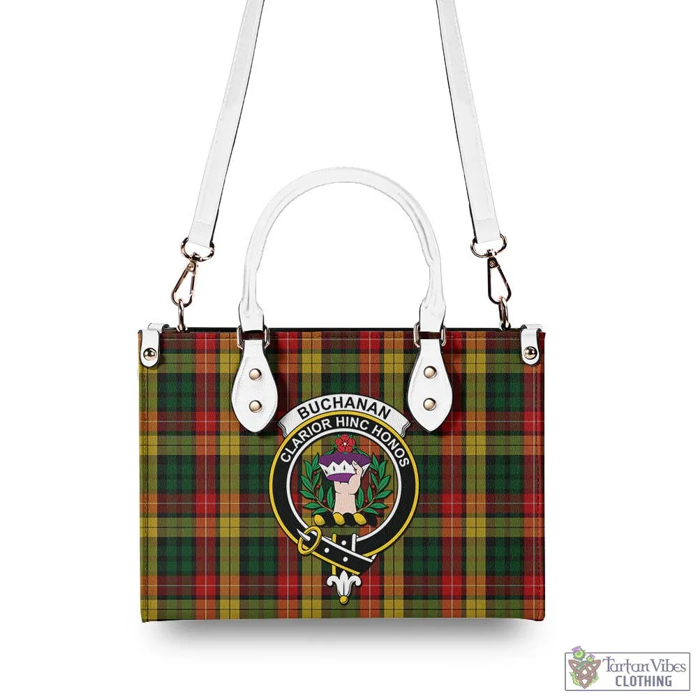 Buchanan Tartan Luxury Leather Handbags with Family Crest