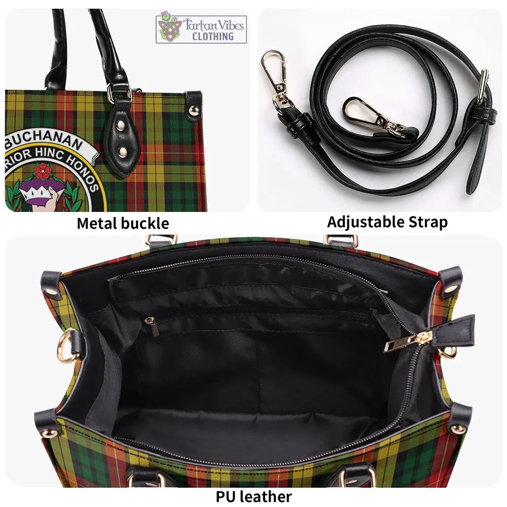 Buchanan Tartan Luxury Leather Handbags with Family Crest