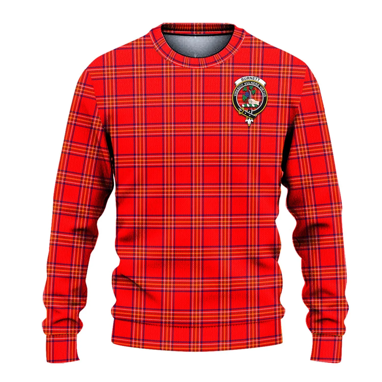 Burnett Modern Tartan Ugly Sweater with Family Crest