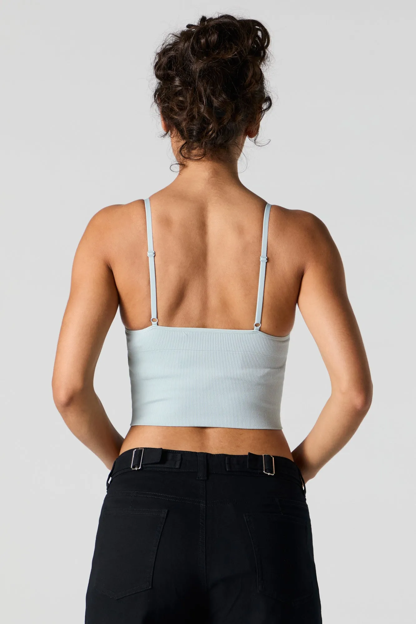 Camisole écourtée, côtelée et sans couture avec soutien-gorge intégré