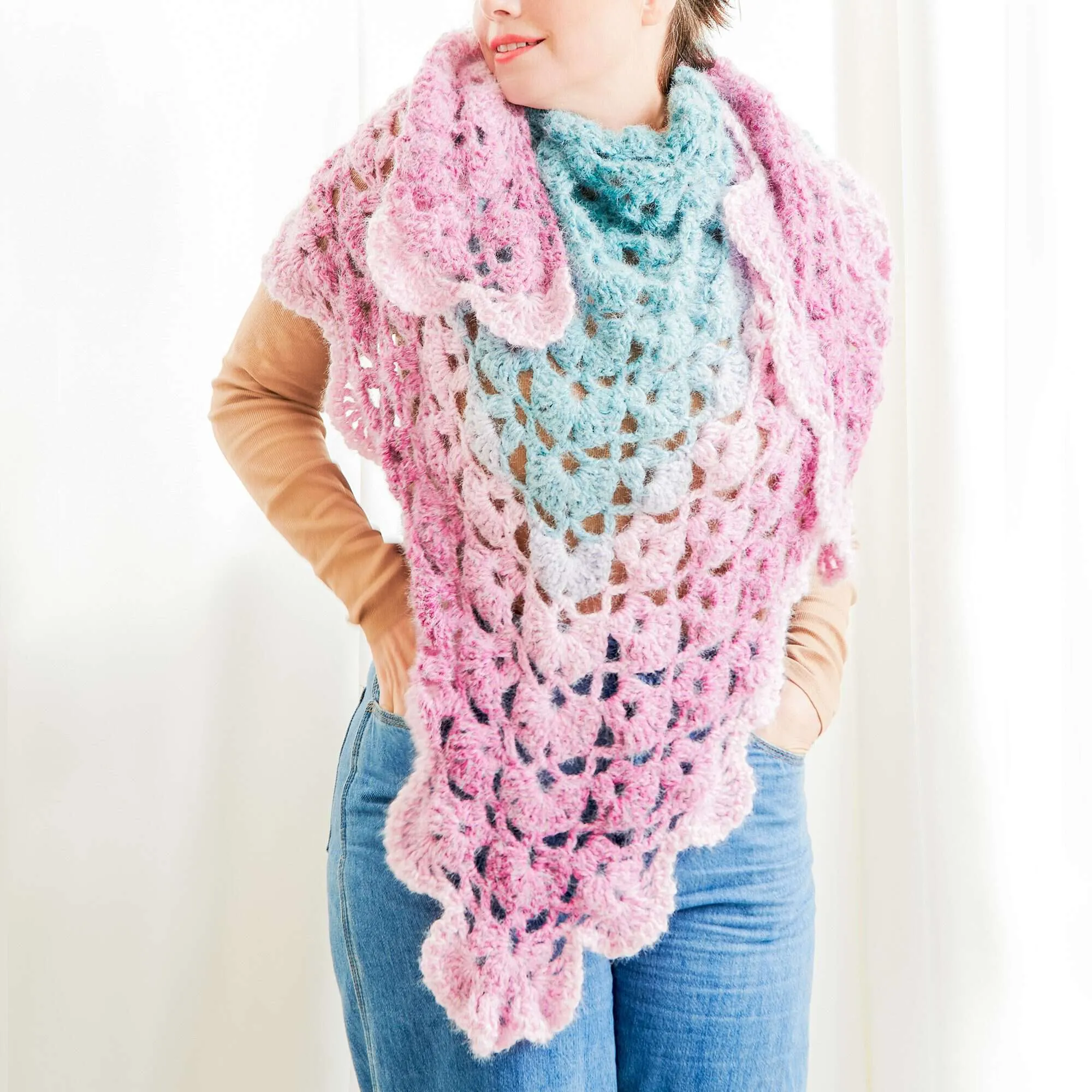 Caron Fading Shells Crochet Shawl