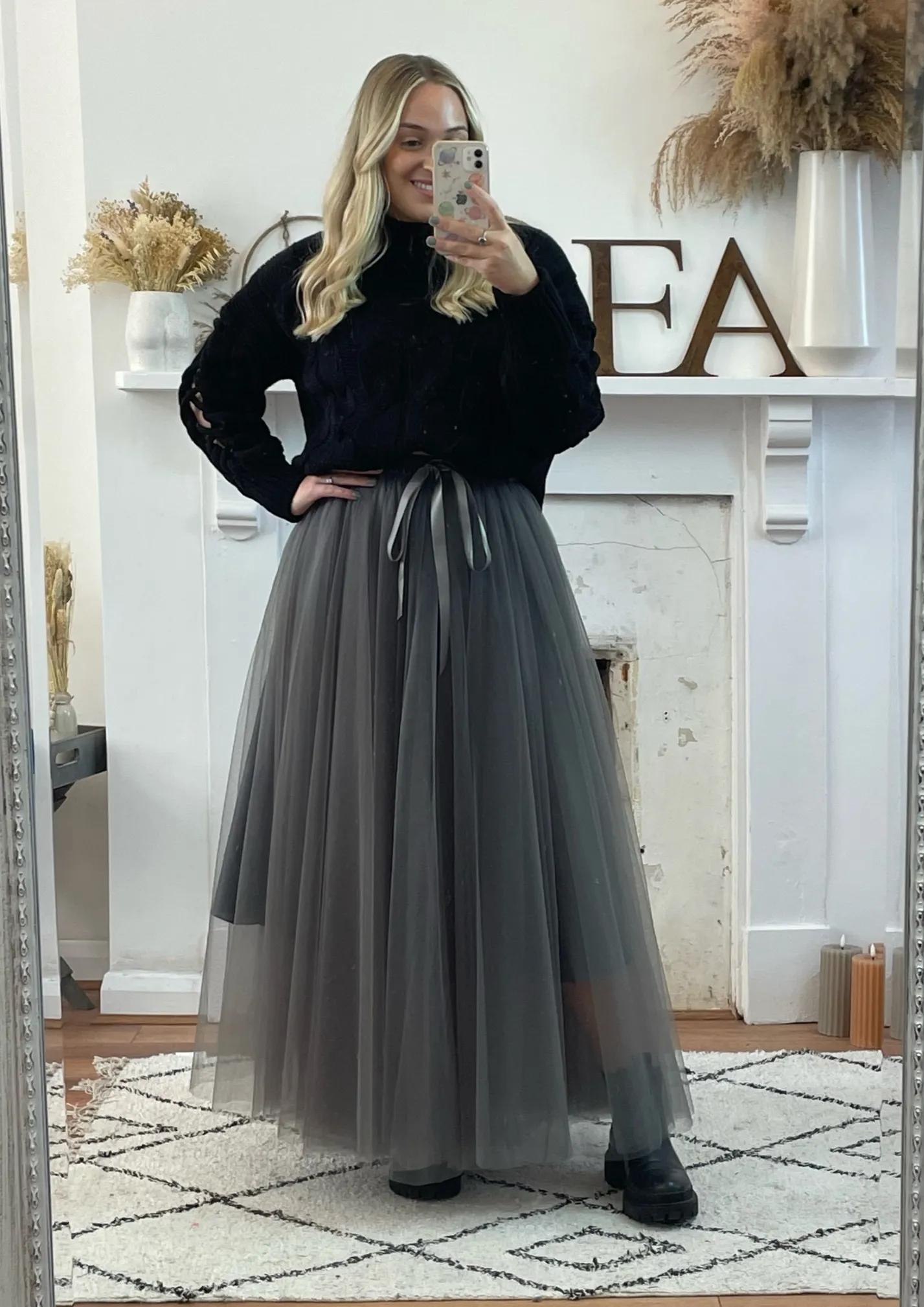 Charcoal Maxi Tulle Skirt