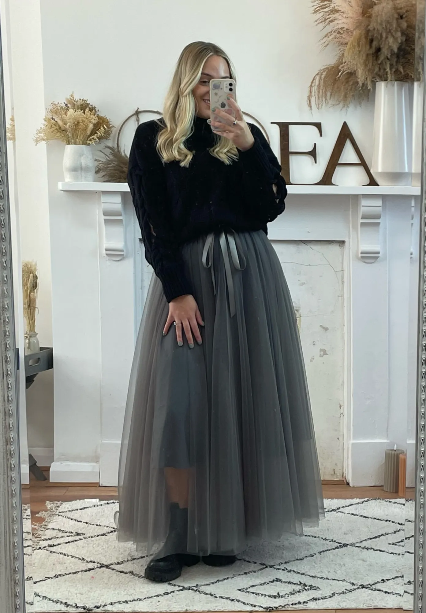 Charcoal Maxi Tulle Skirt