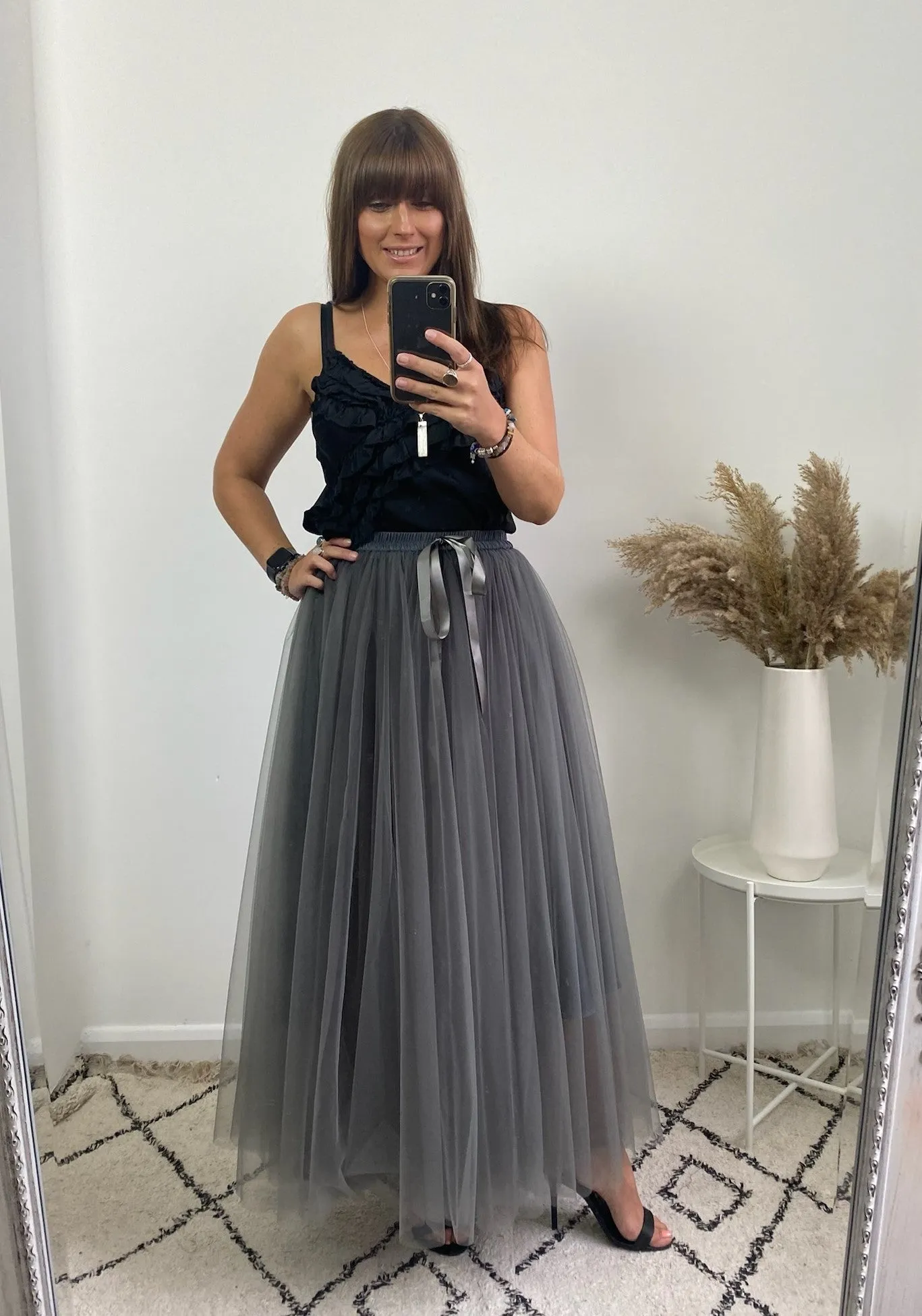 Charcoal Maxi Tulle Skirt