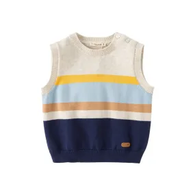 Color Layer Boy Stripe Knitted Vest