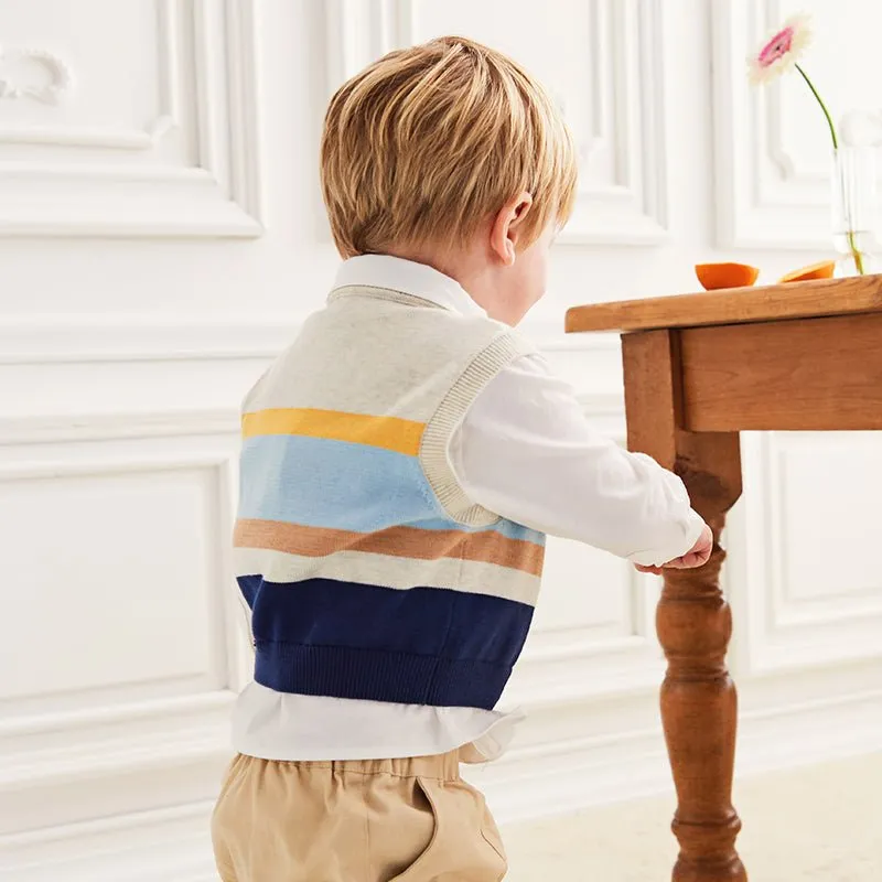 Color Layer Boy Stripe Knitted Vest