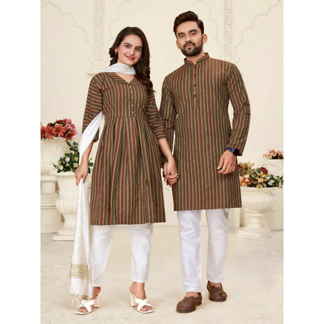 Cotton Couple Wear Matching Outfits Dress