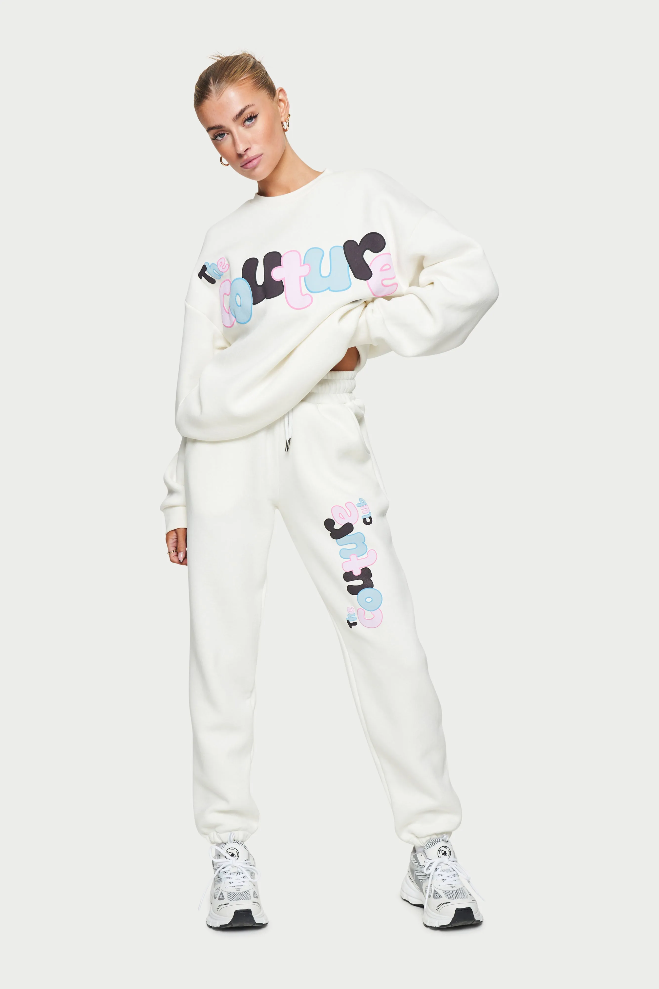 COUTURE BUBBLE OVERSIZED JOGGERS - OFF WHITE