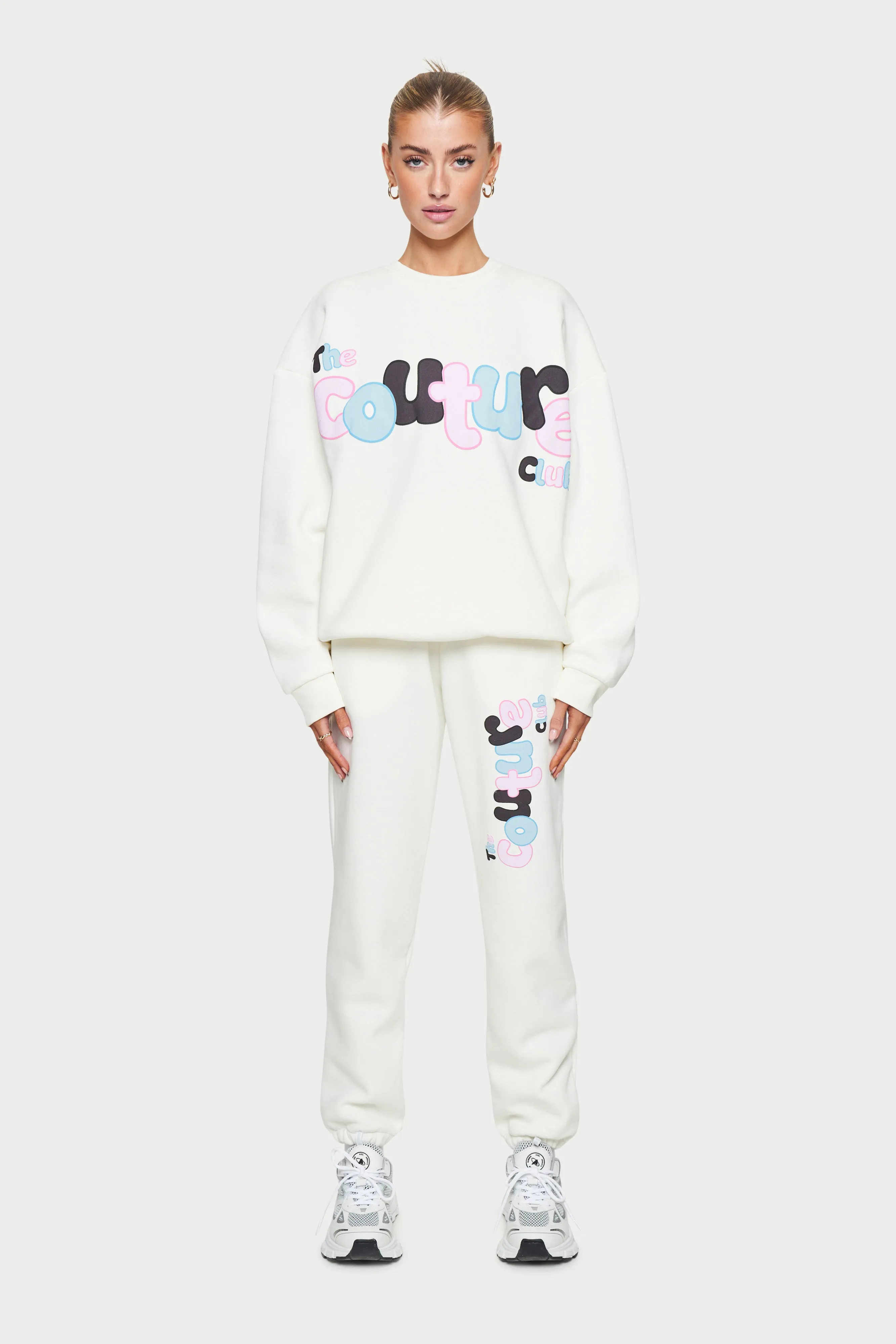 COUTURE BUBBLE OVERSIZED JOGGERS - OFF WHITE