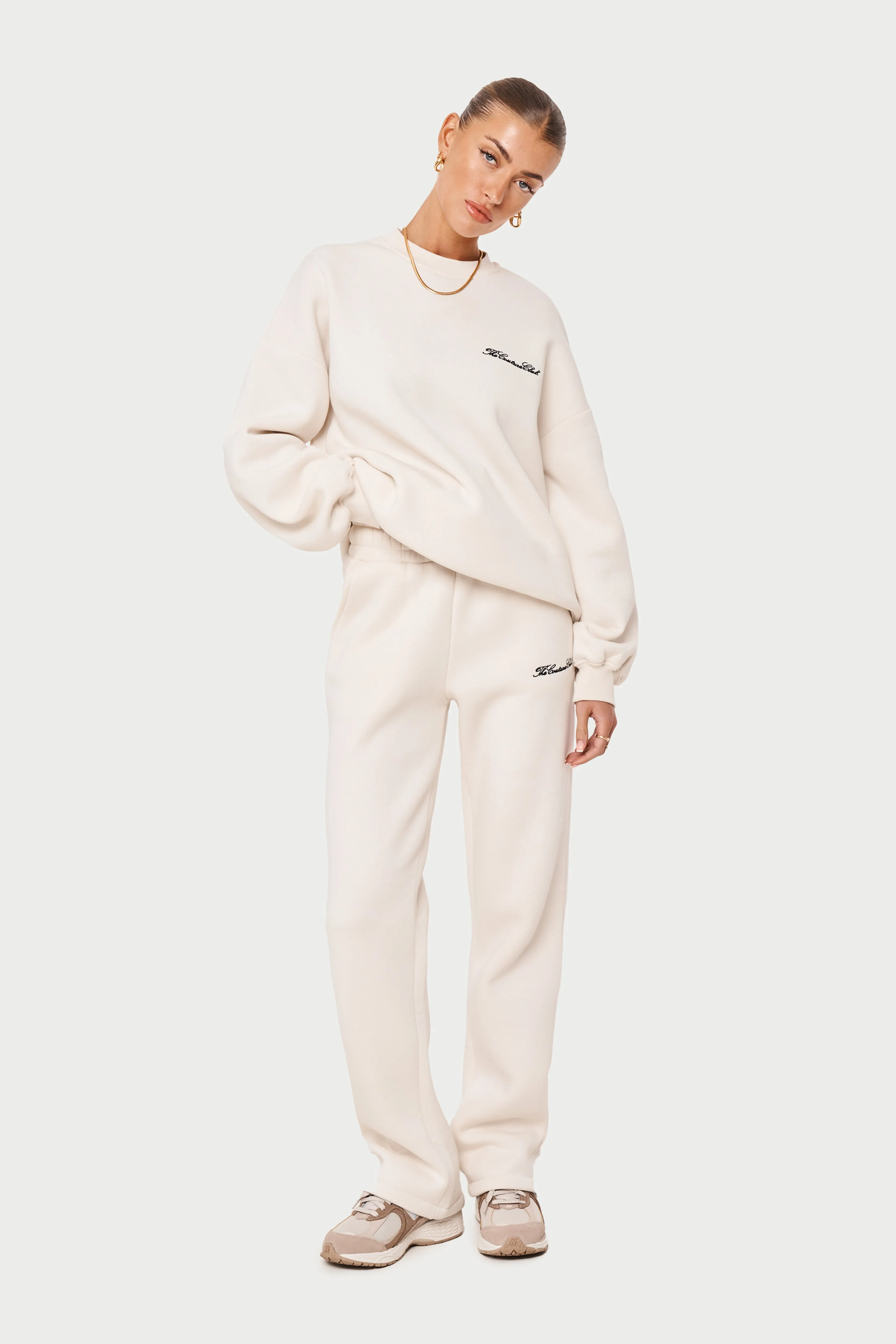 COUTURE SCRIPT STRAIGHT LEG JOGGERS - OFF WHITE