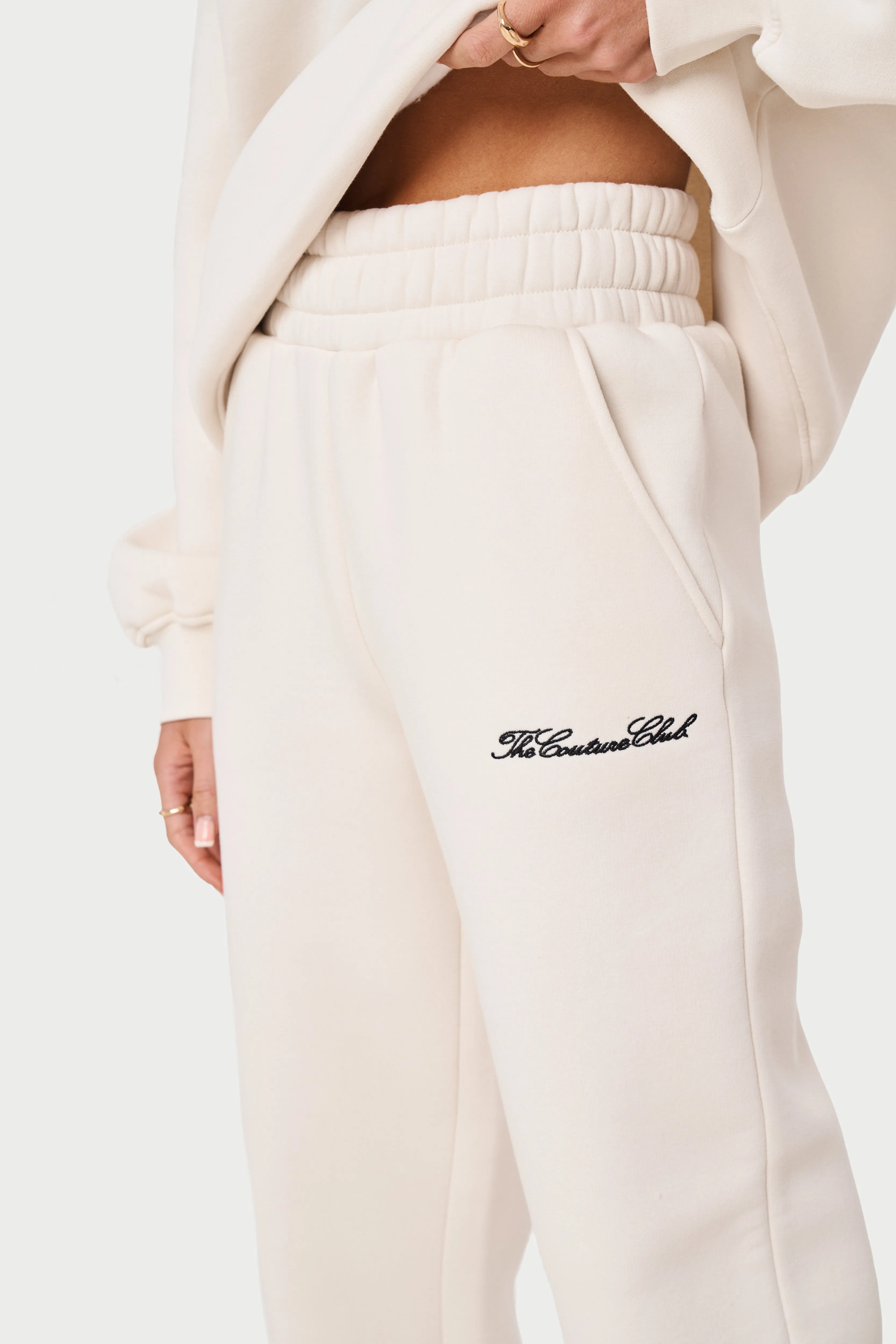 COUTURE SCRIPT STRAIGHT LEG JOGGERS - OFF WHITE