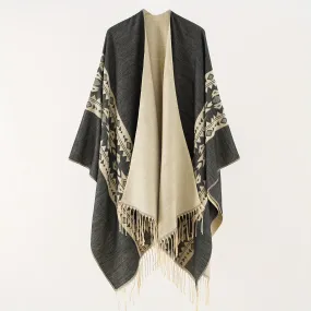 Cozy Graphic Print Thick Windproof Shawls for Outdoor Activities