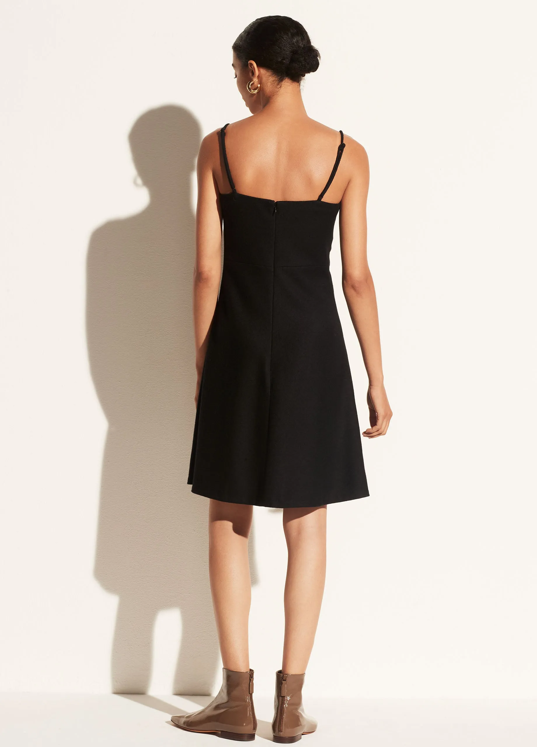 Cozy Ruched Camisole Dress in Black