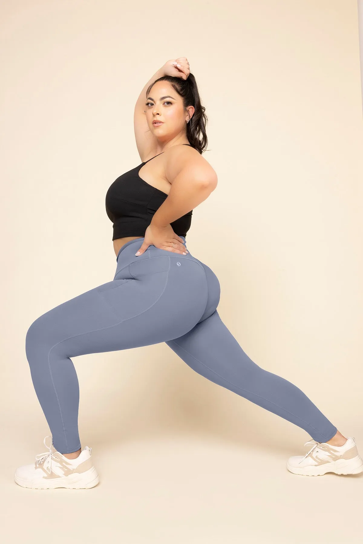 Crisscross Hourglass® Leggings with Pockets - Blue Mist