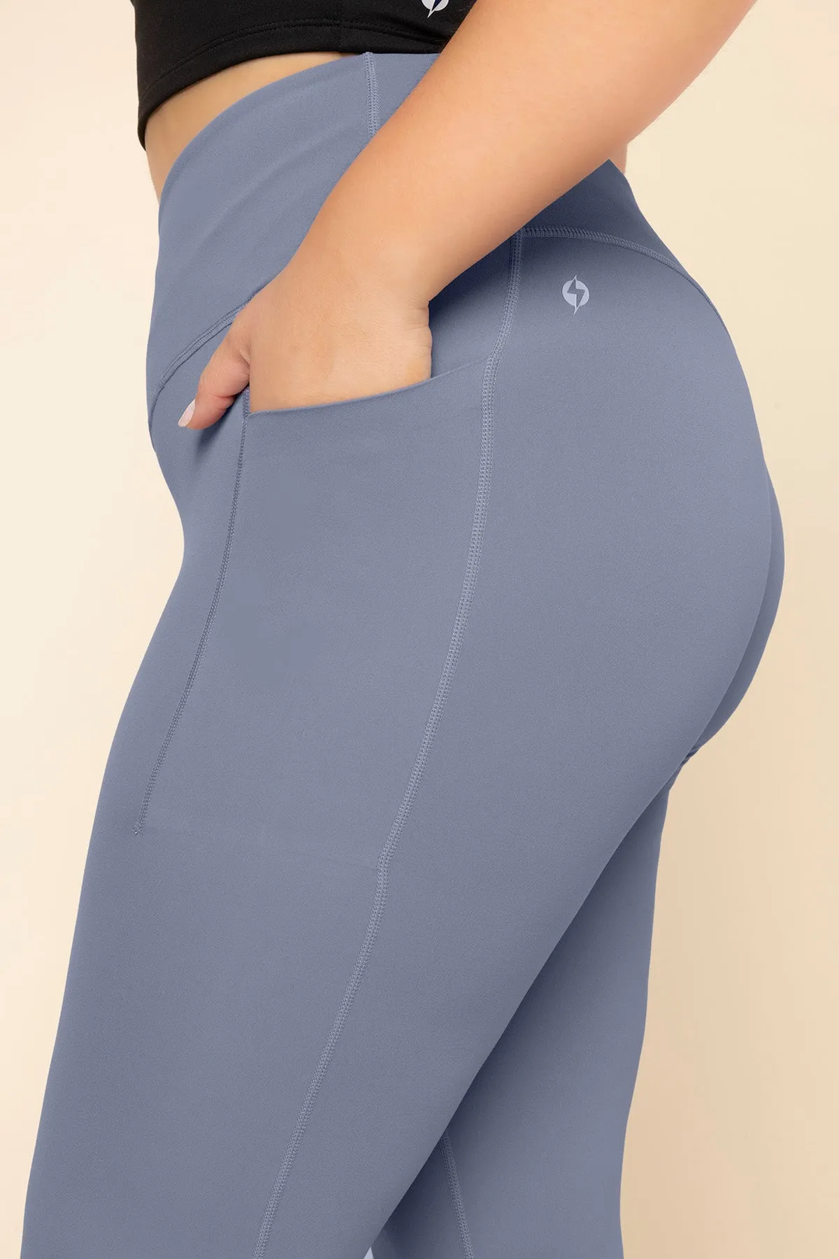 Crisscross Hourglass® Leggings with Pockets - Blue Mist