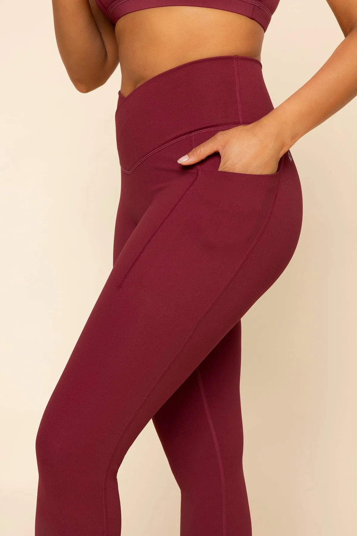 Crisscross Hourglass® Leggings with Pockets - Crimson