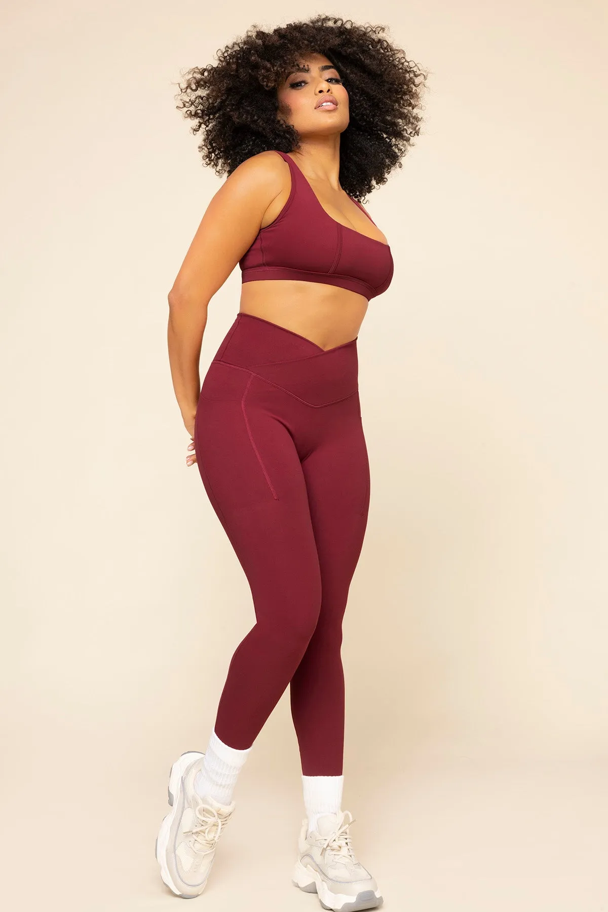 Crisscross Hourglass® Leggings with Pockets - Crimson