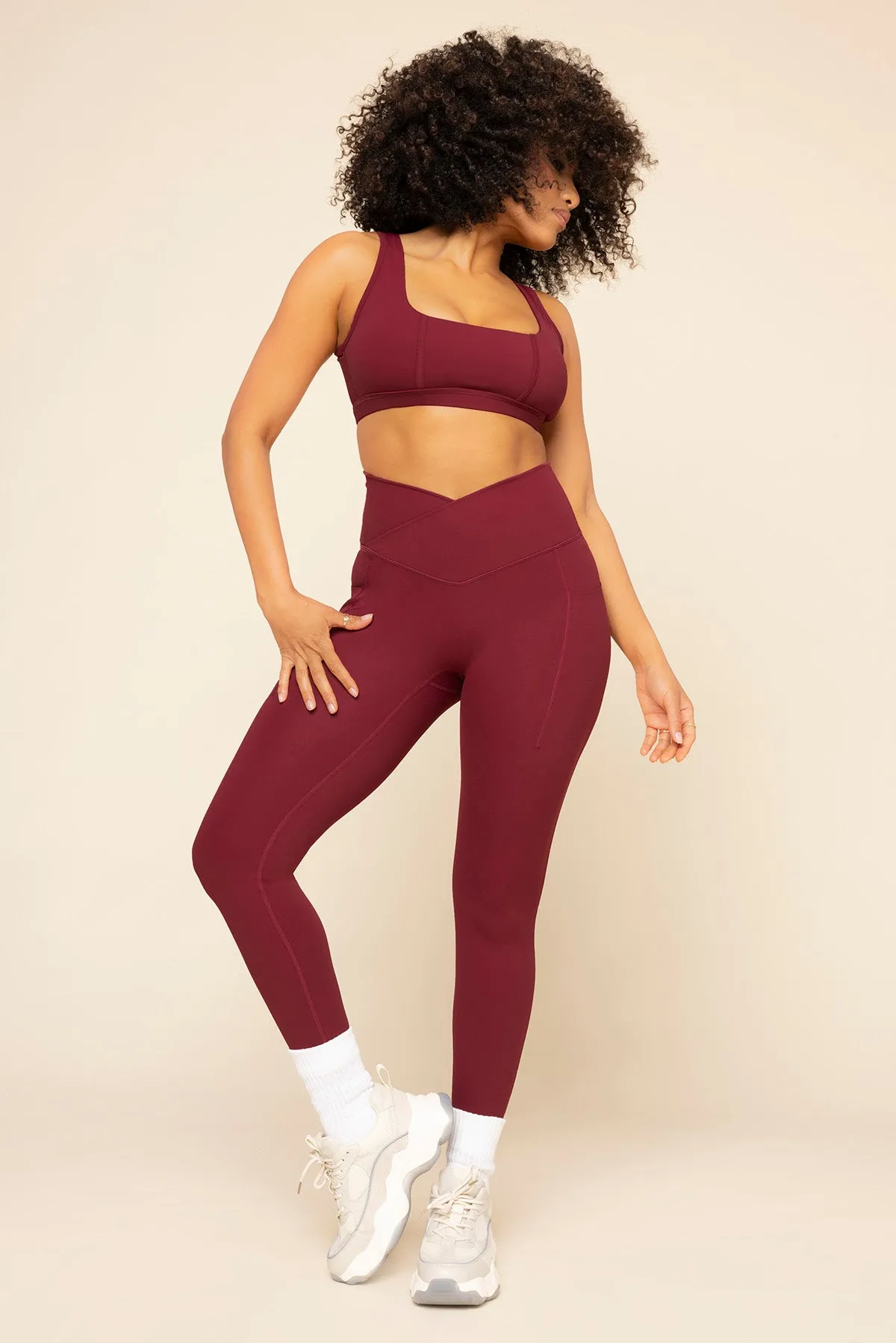 Crisscross Hourglass® Leggings with Pockets - Crimson