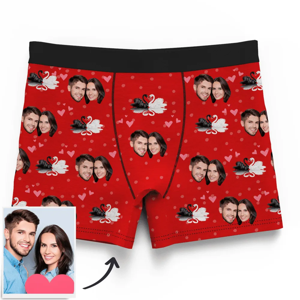 Custom Swan And Face On Boxer Shorts, Face Underwear For Men