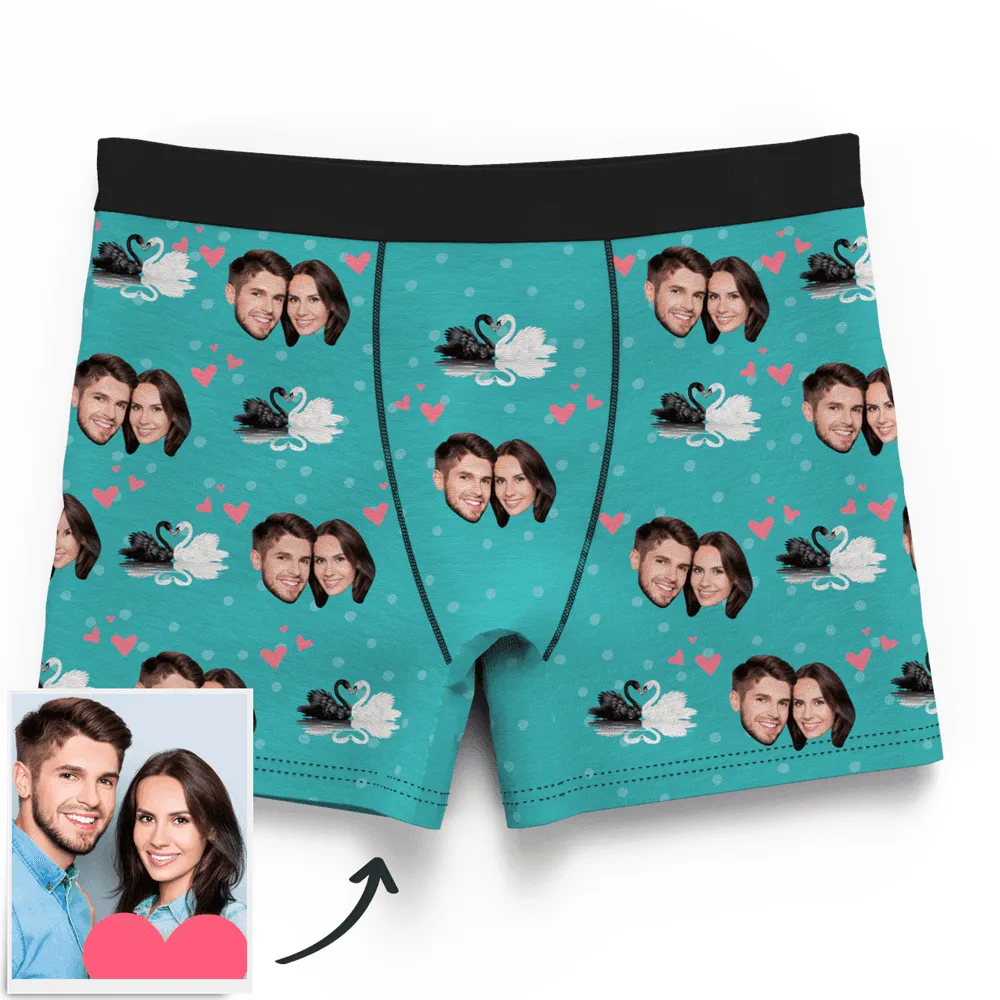 Custom Swan And Face On Boxer Shorts, Face Underwear For Men