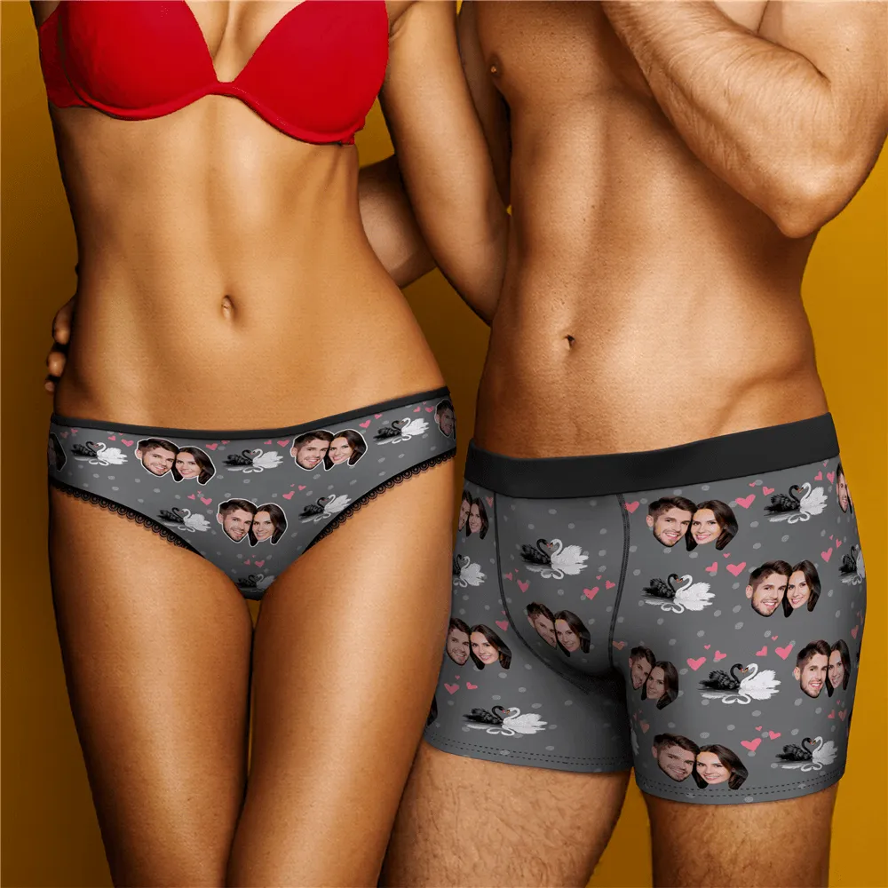 Custom Swan And Face On Boxer Shorts, Face Underwear For Men