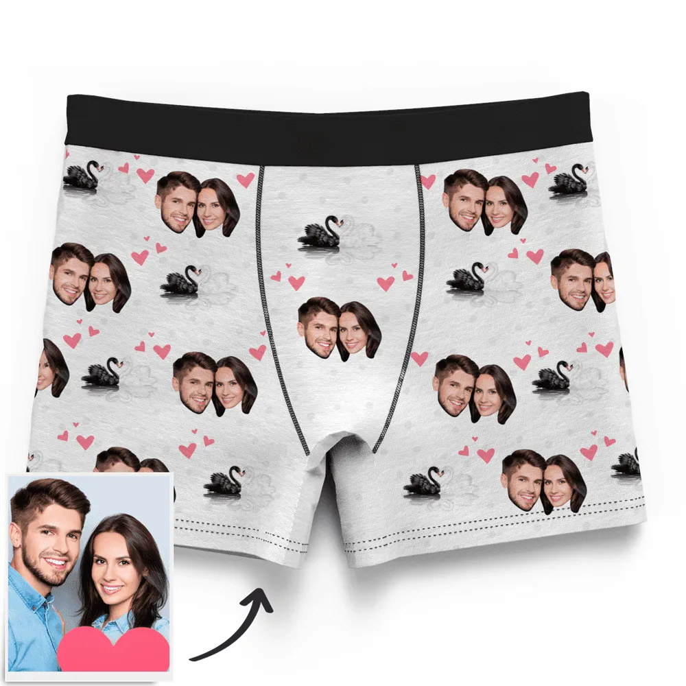 Custom Swan And Face On Boxer Shorts, Face Underwear For Men