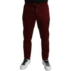 Dolce & Gabbana Maroon Cotton Stretch Jogger Pants