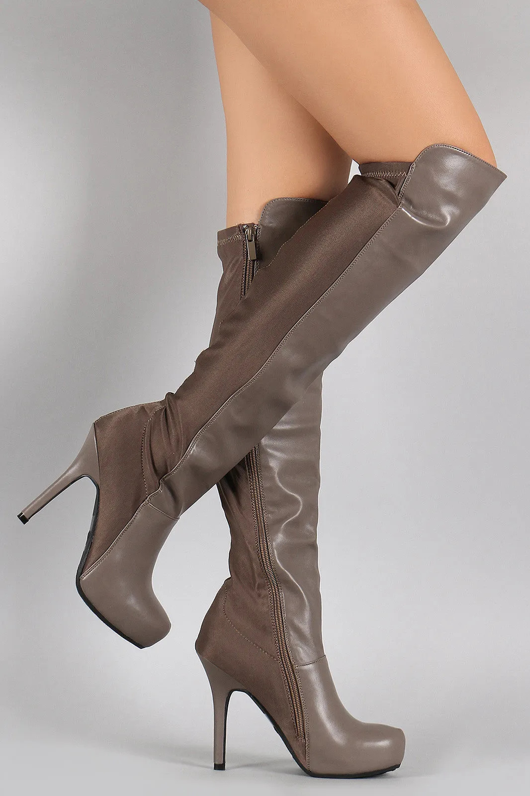 Dollhouse Lycra Panel Stiletto Over-The-Knee Boots