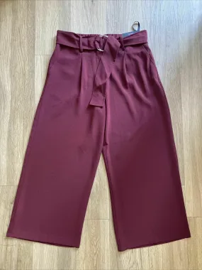 Dorothy Perkins Tailoring Crop Wide Leg Trousers Berry Red Culottes 6 10 12 16