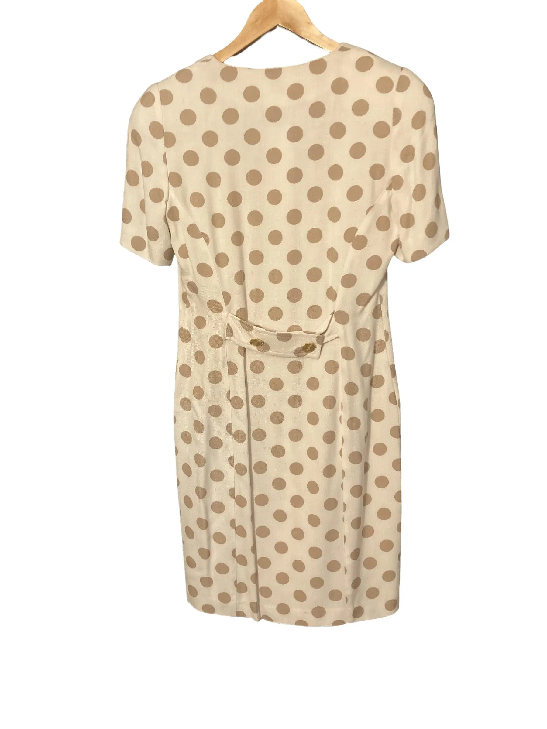 Dusk Cotton Cream and Fawn Polka Dot Short Sleeved Dress UK Size 12