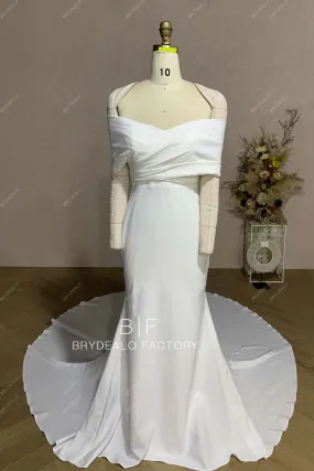 Elegant Crepe Mermaid Wedding Dress with Chapel Train