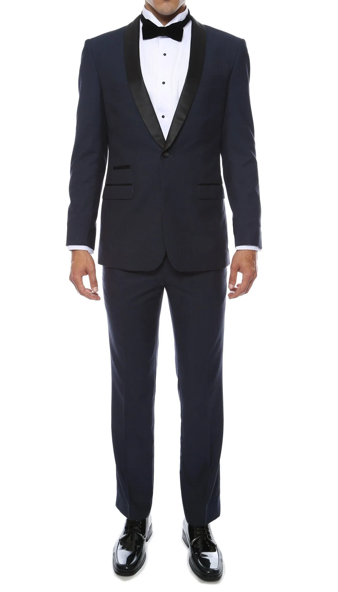 Ferrecci Men's Reno Navy Slim Fit Shawl Lapel 2 Piece Tuxedo Suit Set