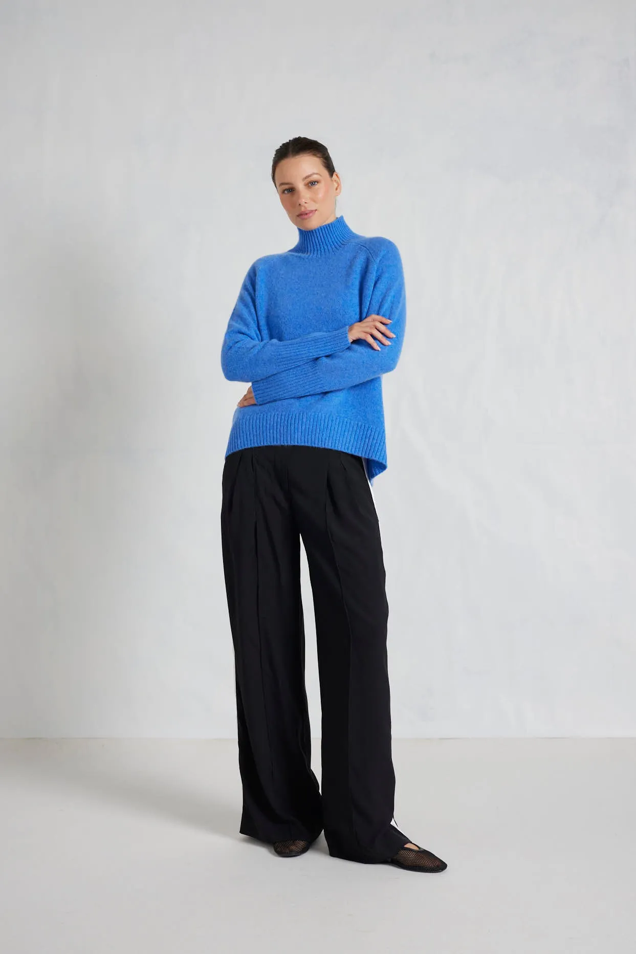 Fifi Polo Cashmere Sweater in Lagoon