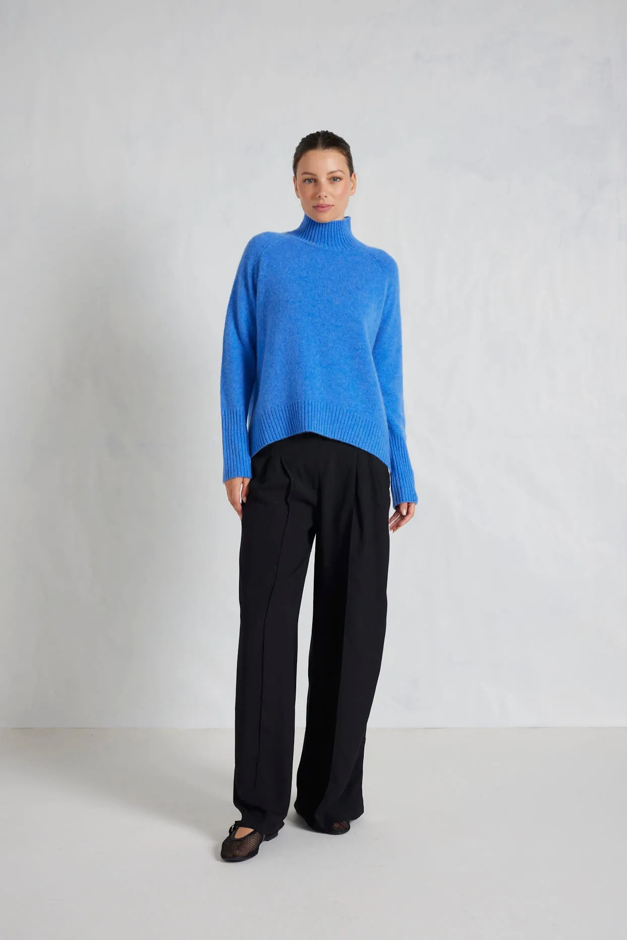 Fifi Polo Cashmere Sweater in Lagoon