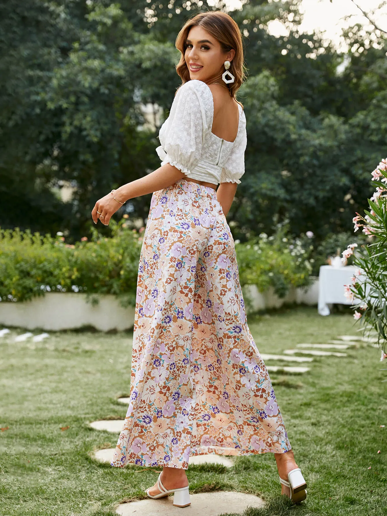 Floral High Waist Culottes