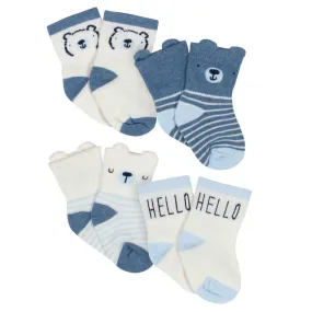 Gerber® Organic 4-Pack Baby Boys Teddy Wiggle Proof Socks