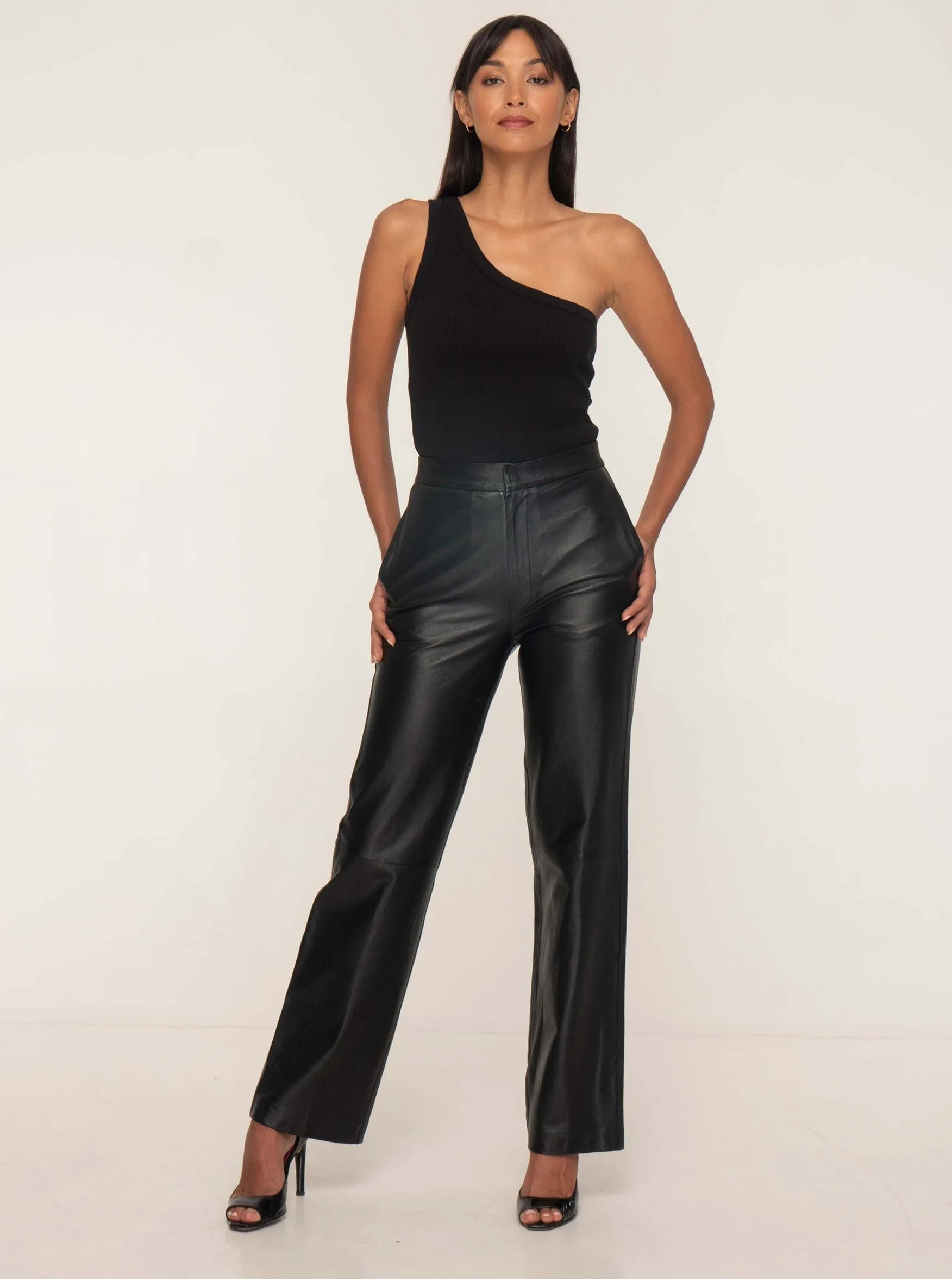 GIANNA LEATHER TROUSER - BLACK SAMPLE