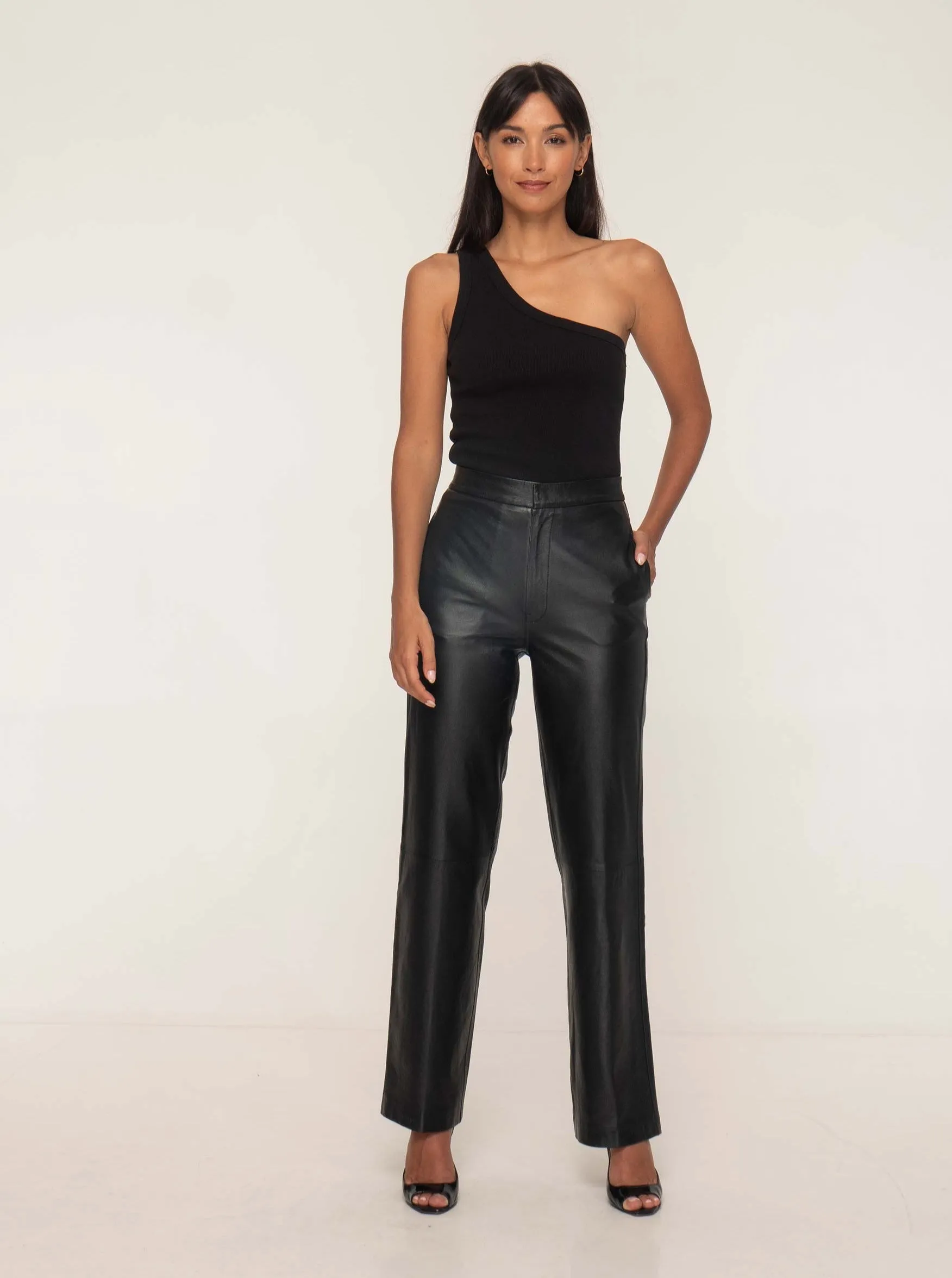 GIANNA LEATHER TROUSER - BLACK SAMPLE