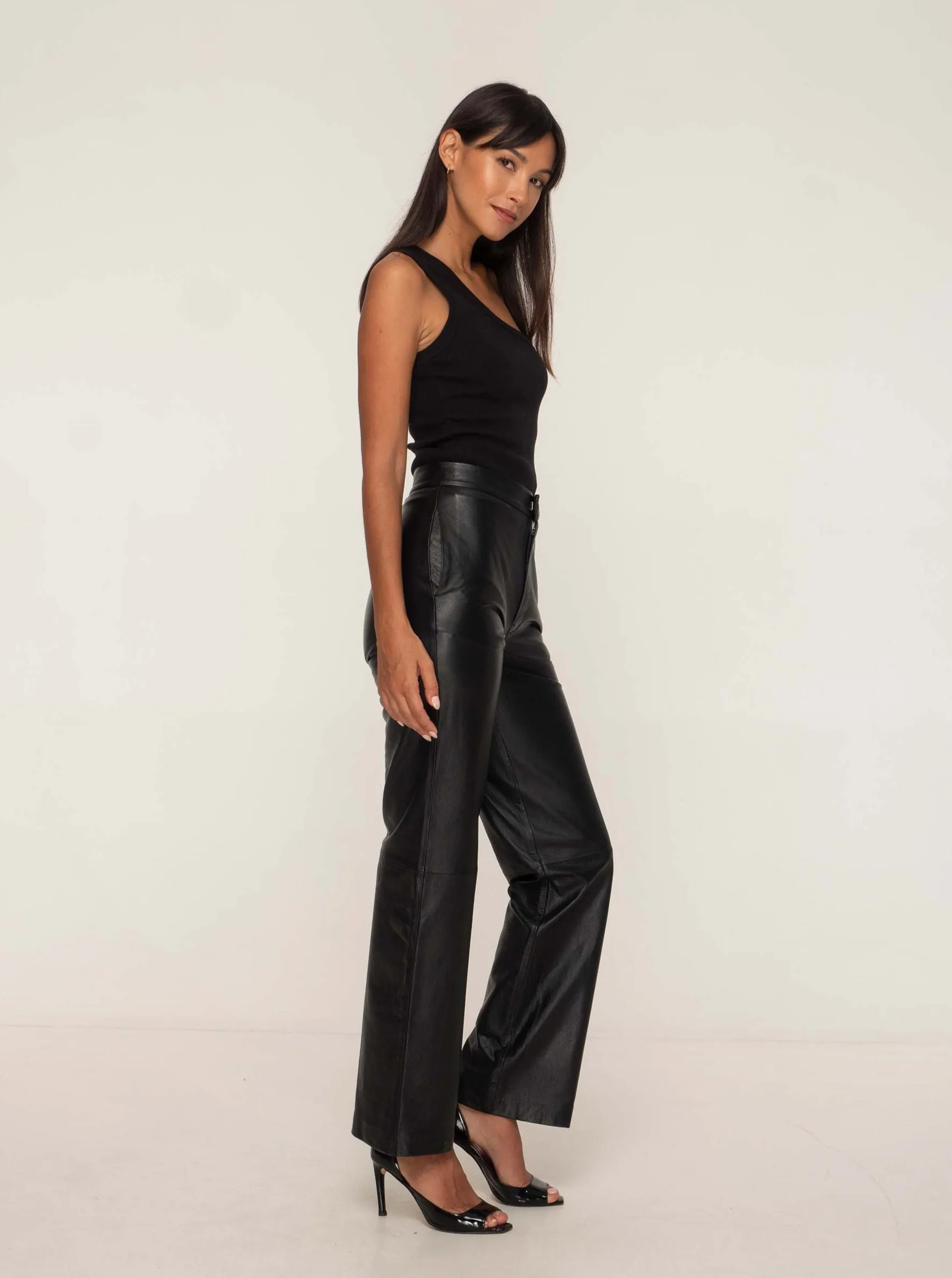 GIANNA LEATHER TROUSER - BLACK SAMPLE