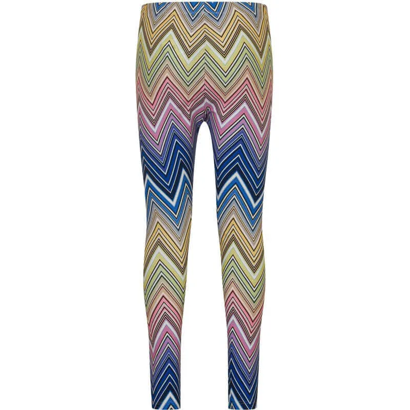 Girls Blue Zig Zag Leggings