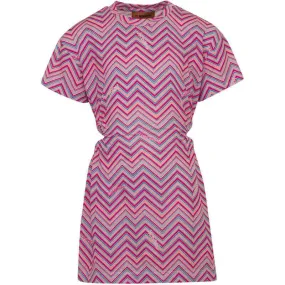 Girls Pink Zig Zag Cotton Jersey Dress