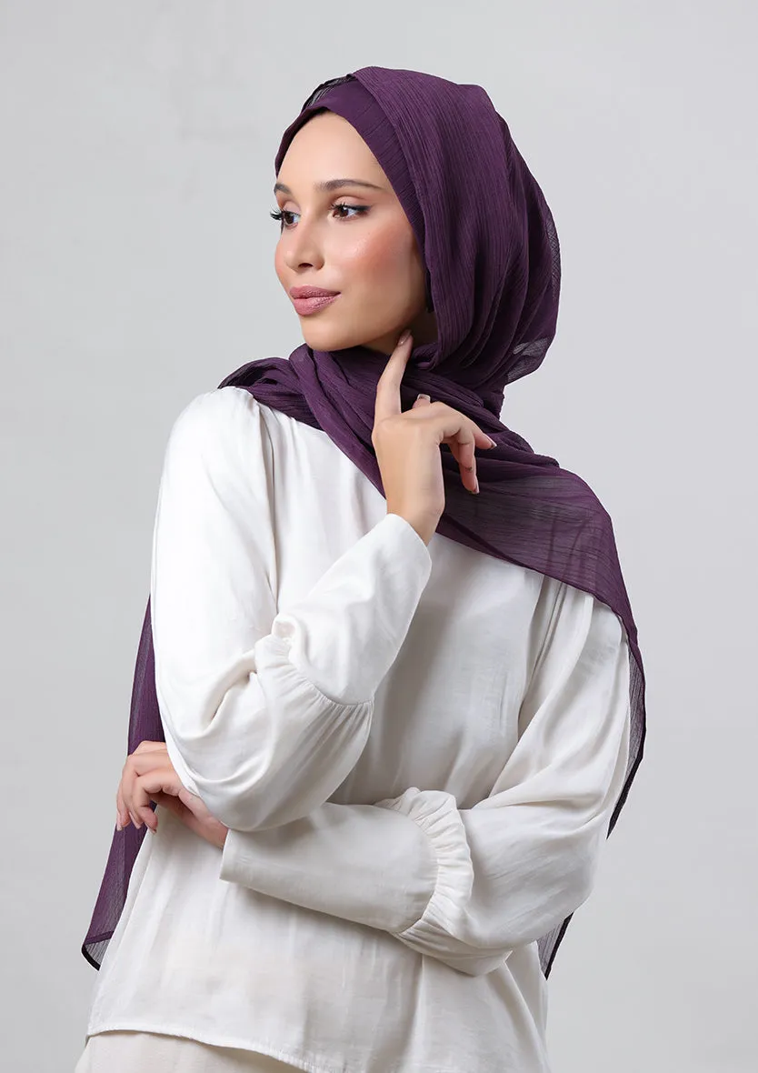 Grape- Classic Shawl- Plain Crinkled Chiffon