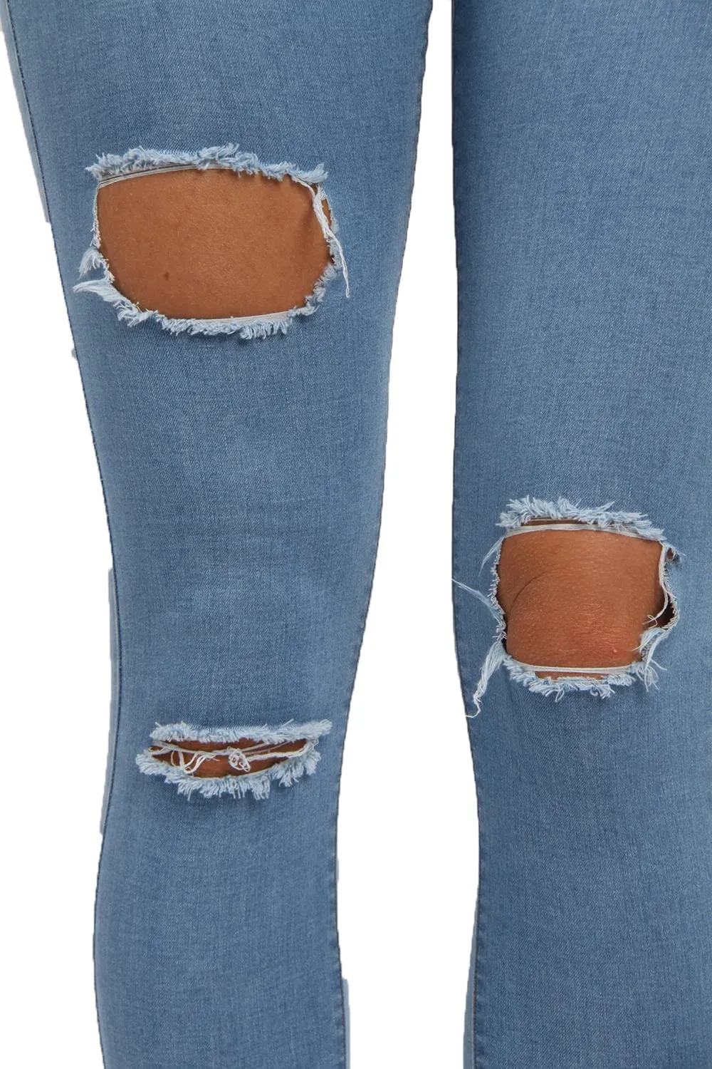 High Waisted Super Ripped Skinny Denim Jeggings Jean