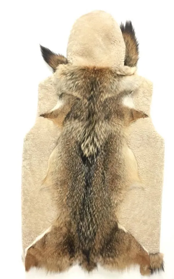 Jakewood Men's Natural Plush Fox Tail Shearling Vest