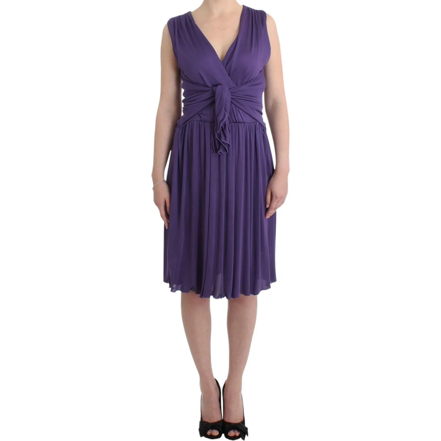 John Galliano Elegant Purple Knee-Length Jersey Dress